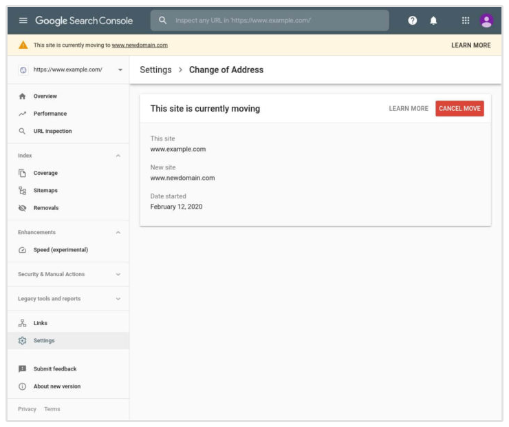 alat perubahan alamat google search console